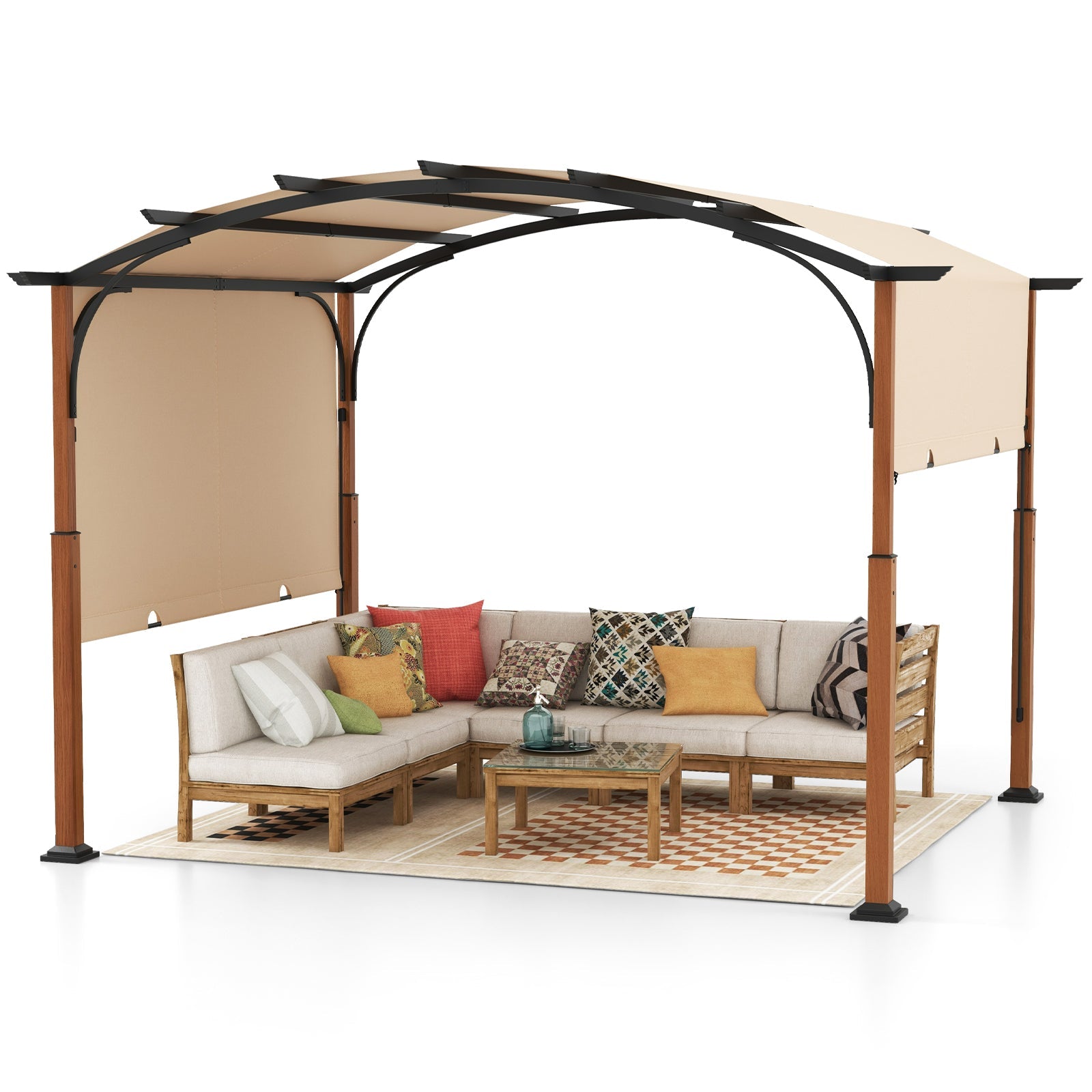 10 x 12 FT Outdoor Retractable Pergola with Retractable Canopy for Patio