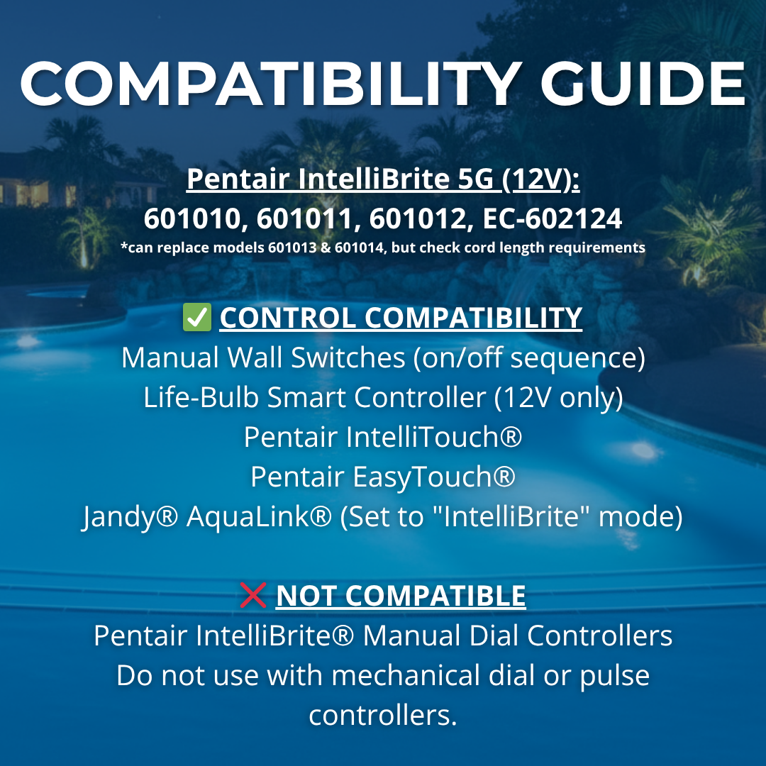 Life-Bulb 10" Color LED Inground Pool Light (100ft Cord) | Replaces Pentair IntelliBrite 5G (12V) | Lifetime Replacement Program