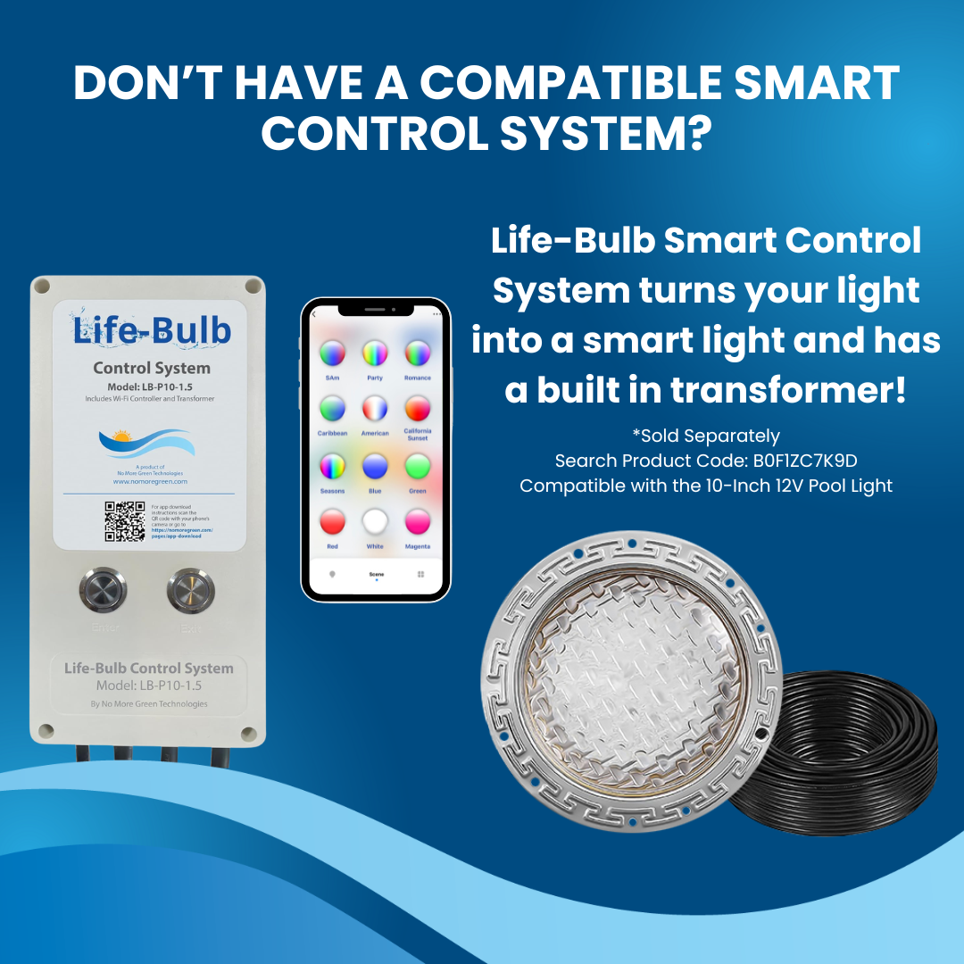 Life-Bulb 10" Color LED Inground Pool Light (100ft Cord) | Replaces Pentair IntelliBrite 5G (12V) | Lifetime Replacement Program