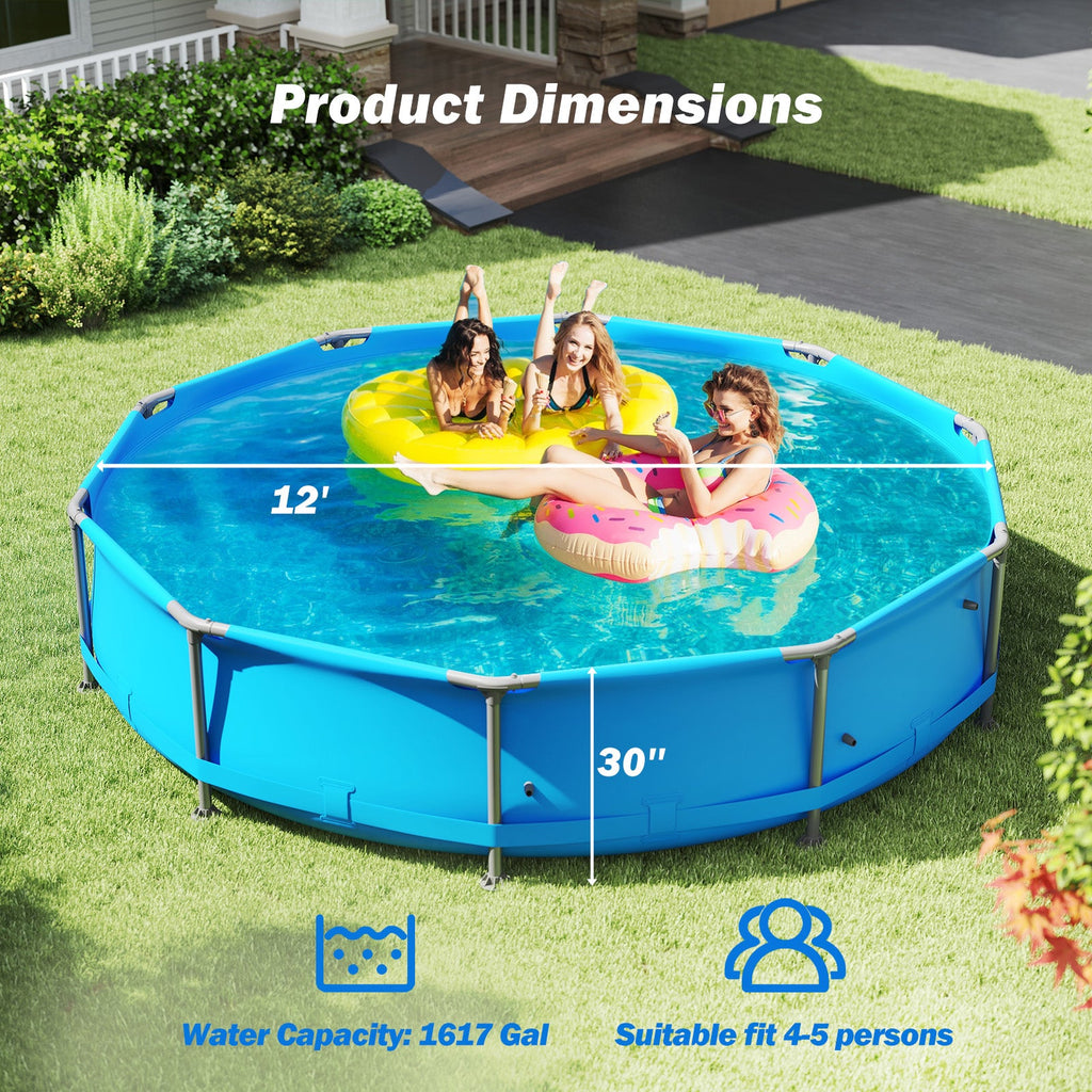 690/978/1158/1617 Gal Outdoor Family Swimming Pool with Metal Frame