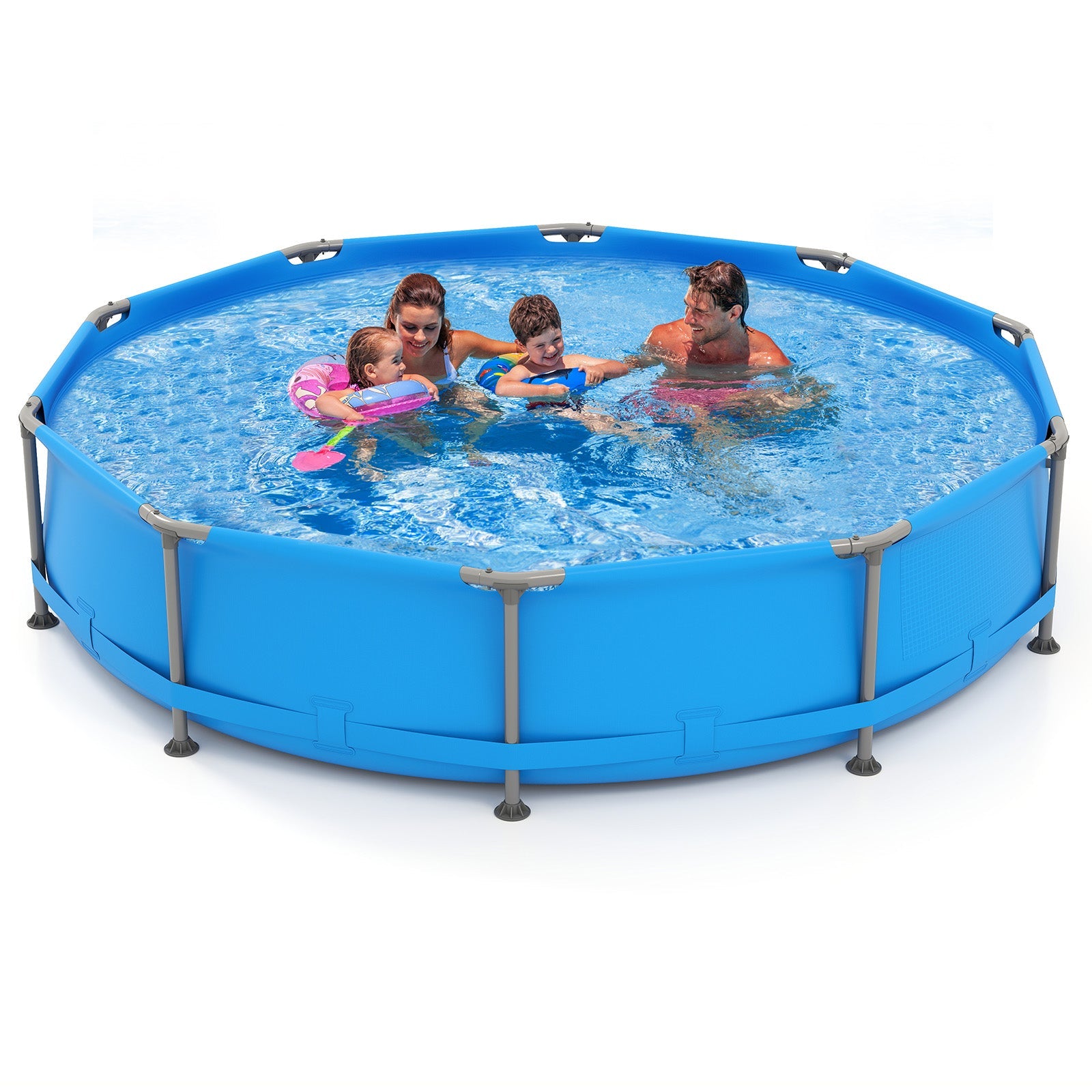690/978/1158/1617 Gal Outdoor Family Swimming Pool with Metal Frame