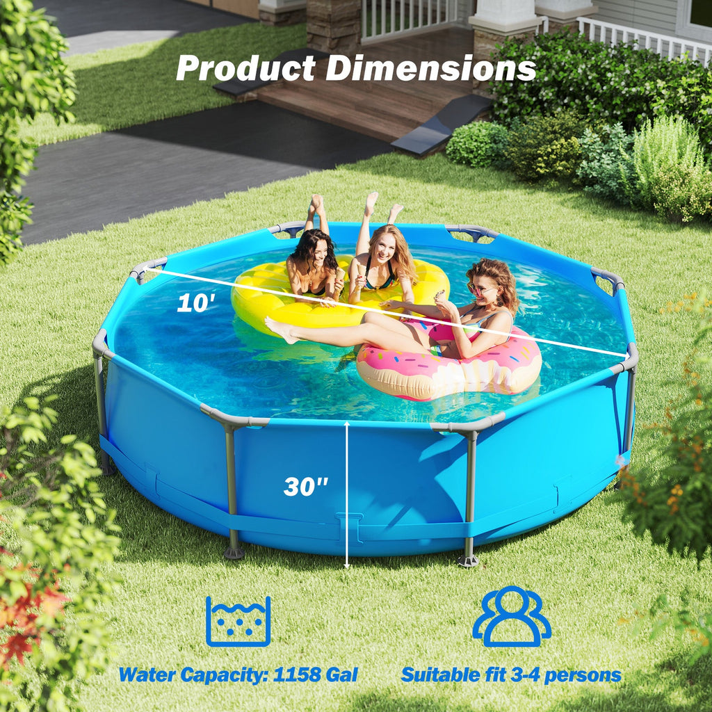 690/978/1158/1617 Gal Outdoor Family Swimming Pool with Metal Frame