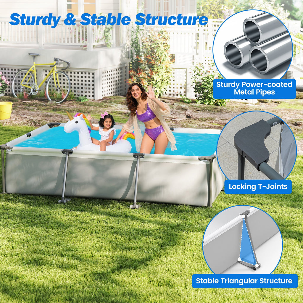 690/978/1158/1617 Gal Outdoor Family Swimming Pool with Metal Frame
