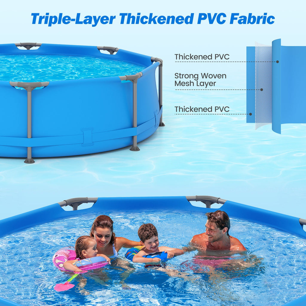 690/978/1158/1617 Gal Outdoor Family Swimming Pool with Metal Frame
