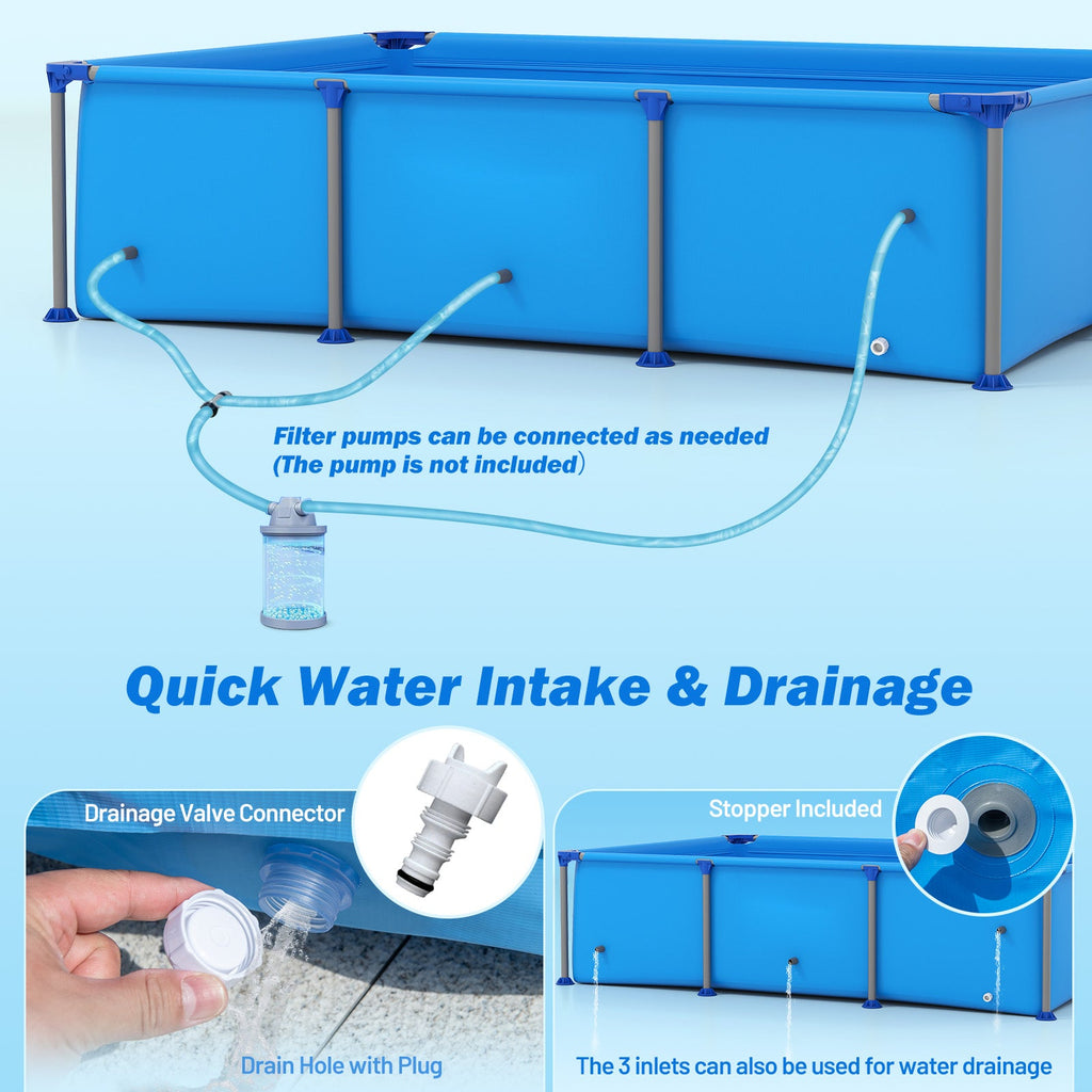 690/978/1158/1617 Gal Outdoor Family Swimming Pool with Metal Frame