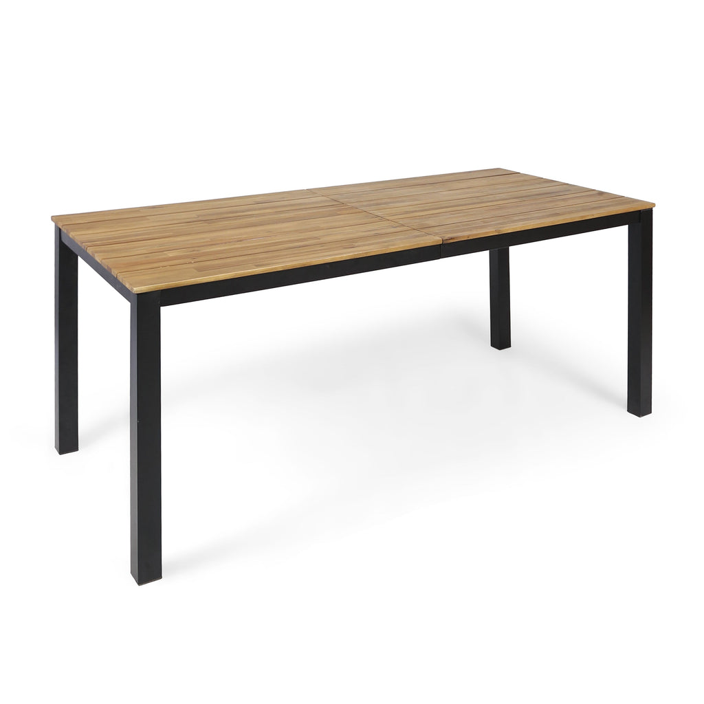 3-Piece Outdoor Acacia Wood Dining Set, 71" Rectangular Patio Table & 2 Benches
