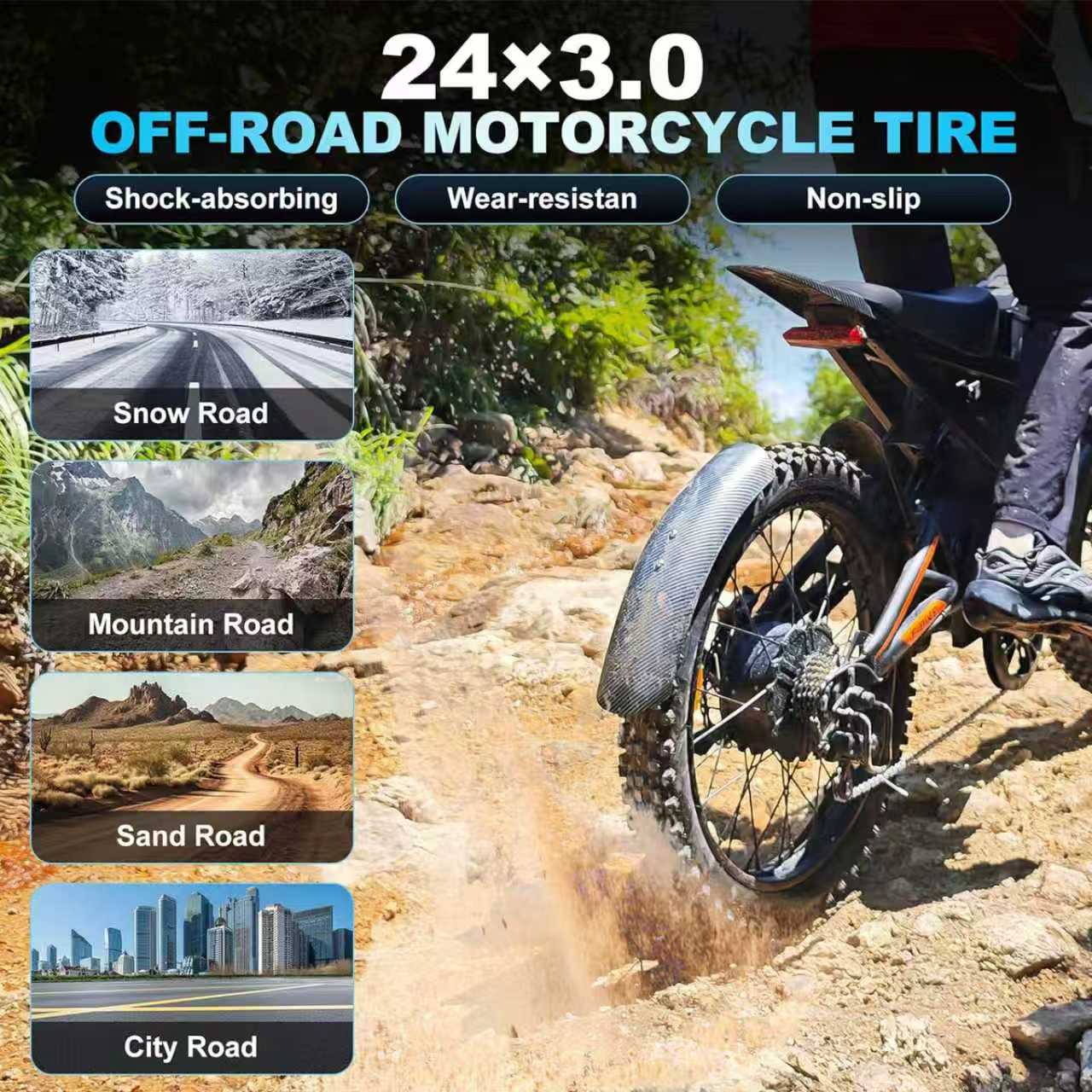 T2000 Electric Dirt Bike-Style E-Bike (3000W)