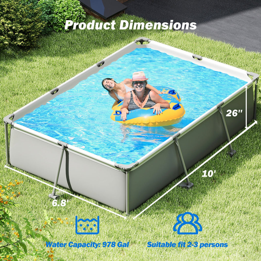 690/978/1158/1617 Gal Outdoor Family Swimming Pool with Metal Frame