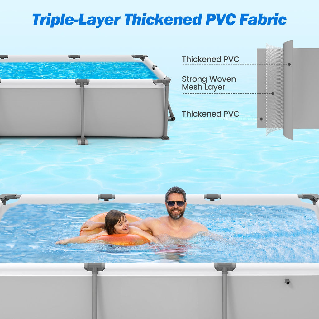 690/978/1158/1617 Gal Outdoor Family Swimming Pool with Metal Frame