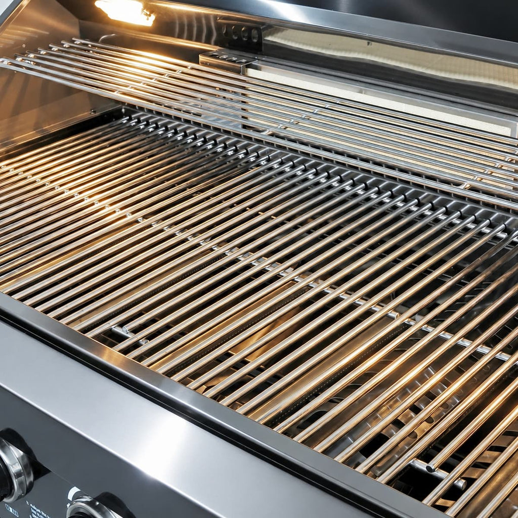 63" 6-Burner 85,000 BTU Black Outdoor Kitchen Island Grill + Marble Countertops