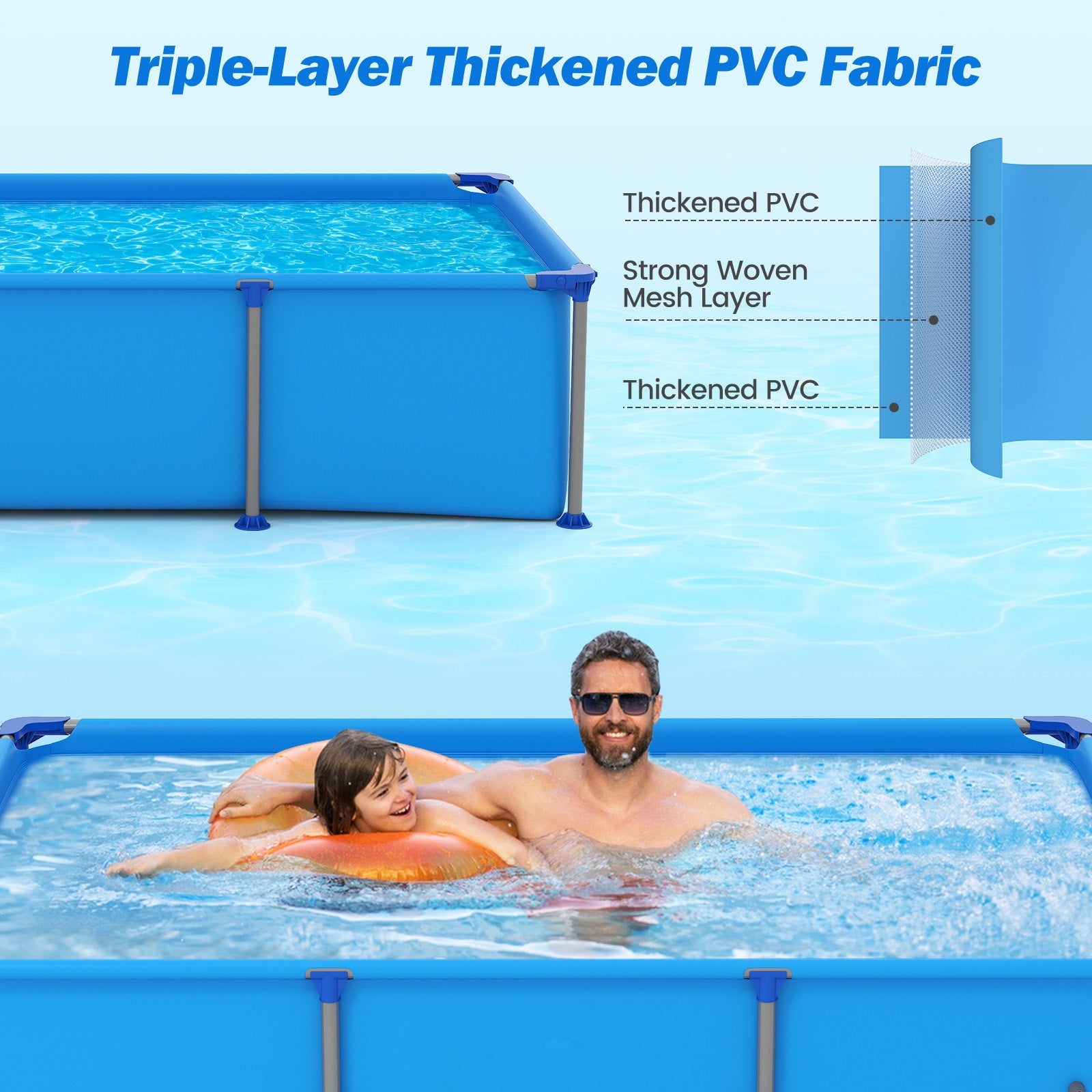 690/978/1158/1617 Gal Outdoor Family Swimming Pool with Metal Frame
