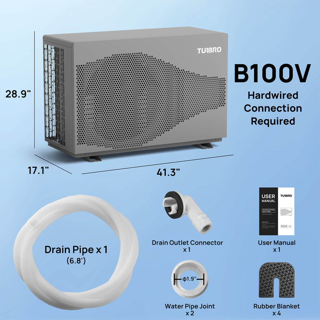 Beluga Inverter Pool Heat Pump, 33K/58K/100K BTU