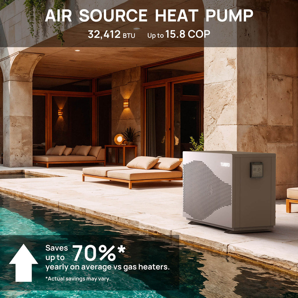 Beluga Inverter Pool Heat Pump, 33K/58K/100K BTU