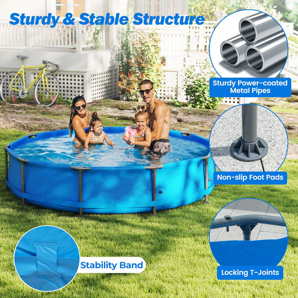690/978/1158/1617 Gal Outdoor Family Swimming Pool with Metal Frame