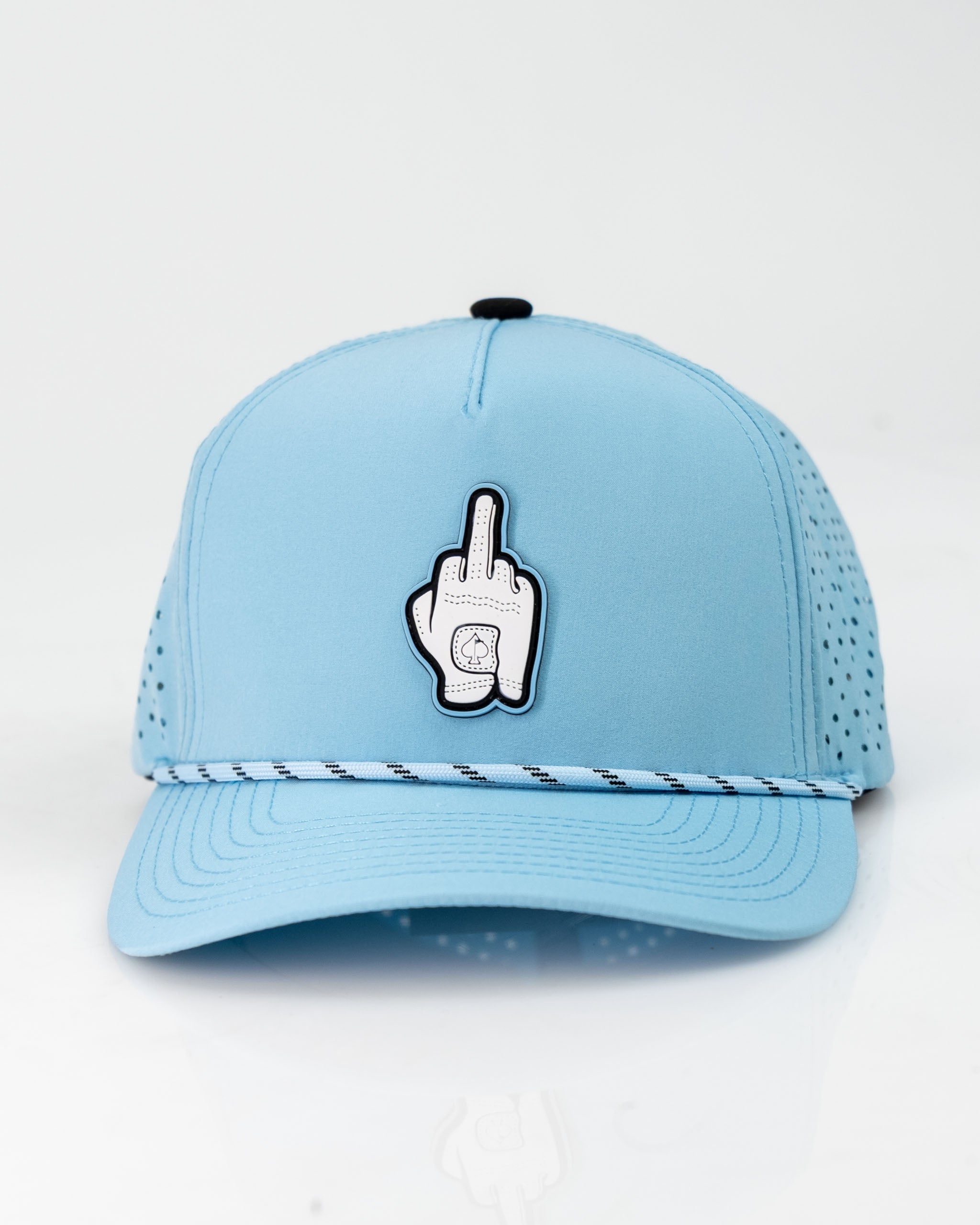 Middle Finger Baby Blue - Perforated Rope Hat