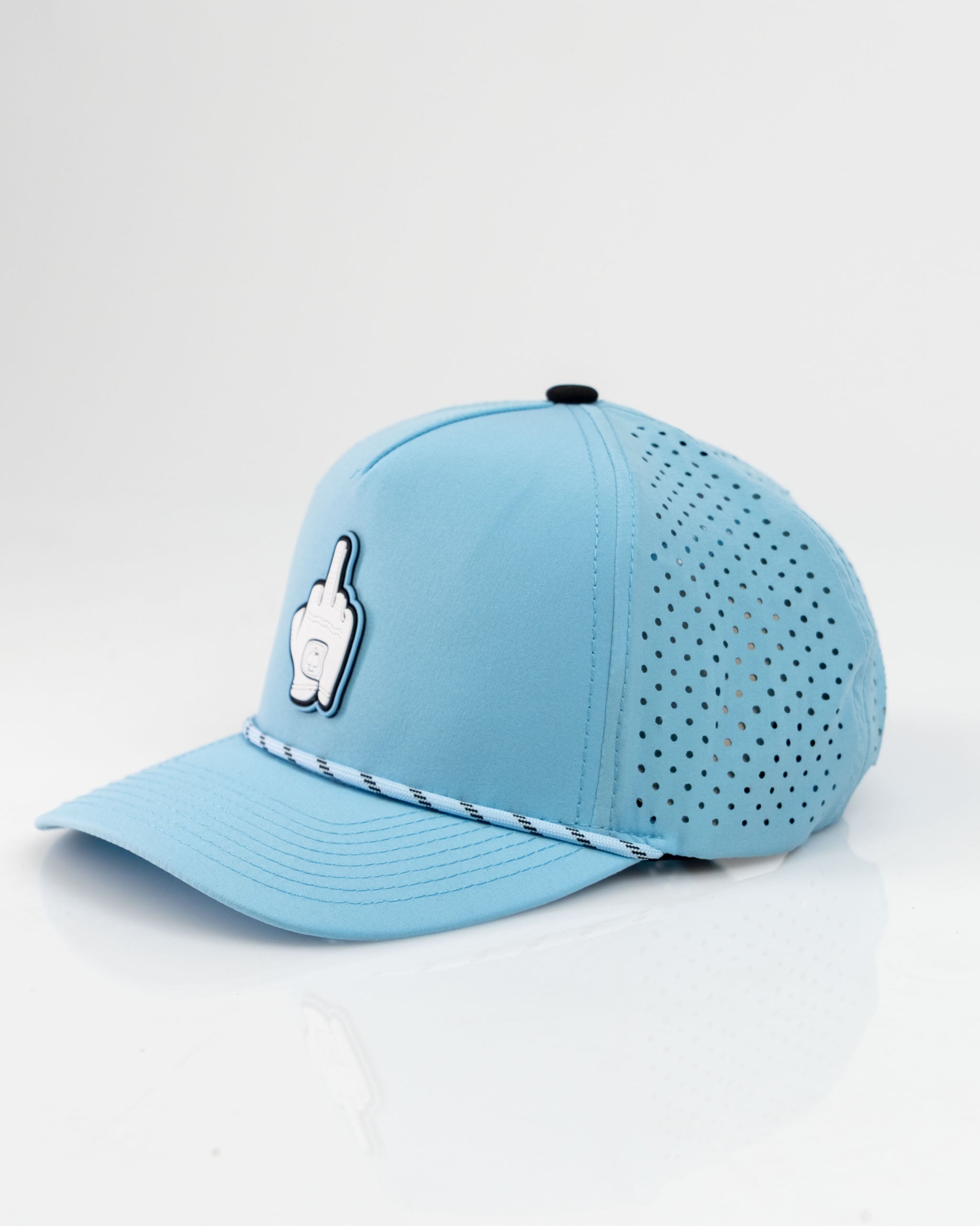 Middle Finger Baby Blue - Perforated Rope Hat