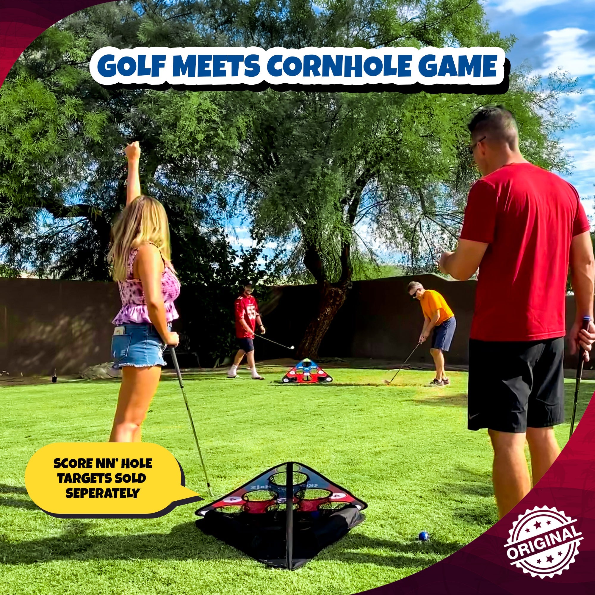 CHIP NN' HOLE Game Mode | Golf balls With Golf Mats ONLY | Targets NOT Included | Golf Meets Cornhole |