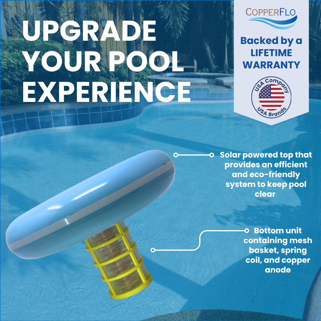 CopperFlo Solar Pool Ionizer (Up to 45K Gallons) | Inground & Above Ground Pools | Lifetime Replacement Program