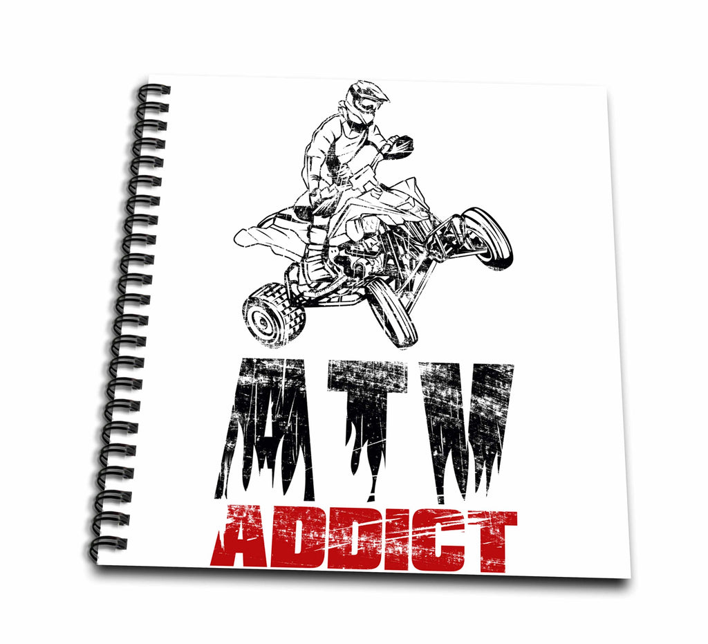 3dRose Carsten Reisinger - Illustrations - ATV Addict Rider Jumping Four Wheeler Offroad - Drawing Book