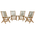 Vienna Outdoor Patio Teak and Rope Folding Chairs Set of 4 by Modway