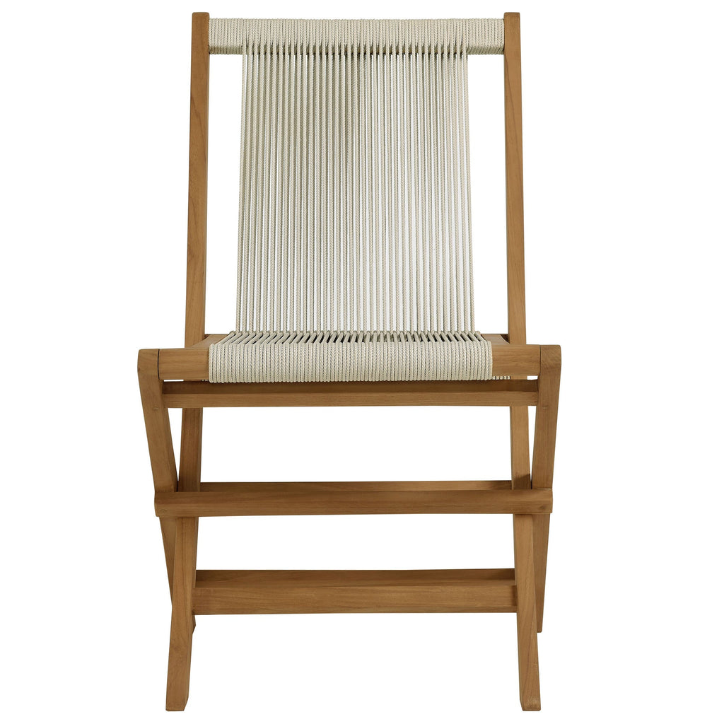 Vienna Outdoor Patio Teak and Rope Folding Chairs Set of 4 by Modway