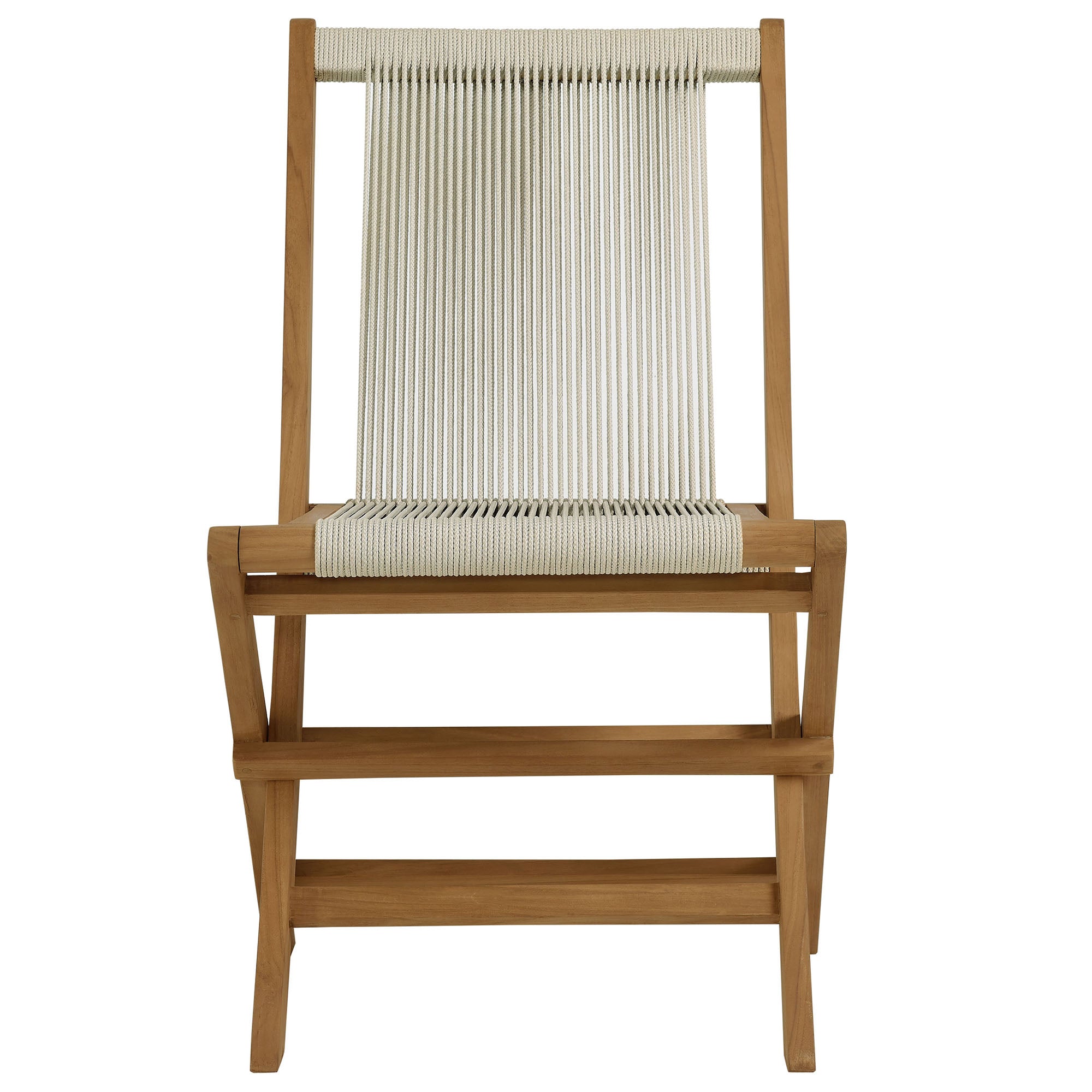 Vienna Outdoor Patio Teak and Rope Folding Chairs Set of 4 by Modway