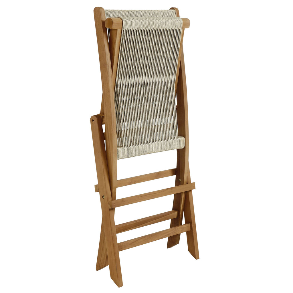 Vienna Outdoor Patio Teak and Rope Folding Chairs Set of 4 by Modway