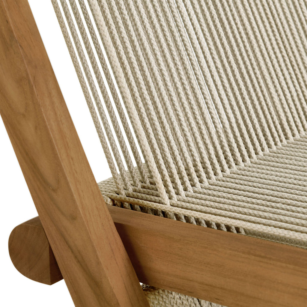 Vienna Outdoor Patio Teak and Rope Folding Chairs Set of 4 by Modway