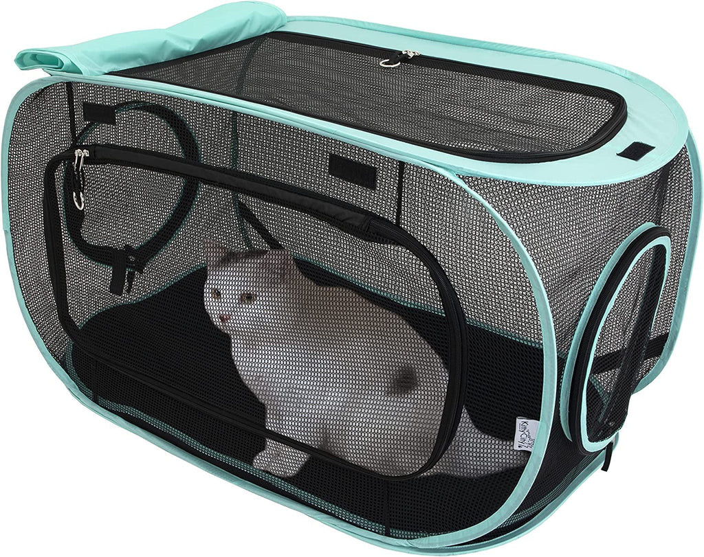 Outdoor Cat Catio Playpen with Washable Bed and Zip Access