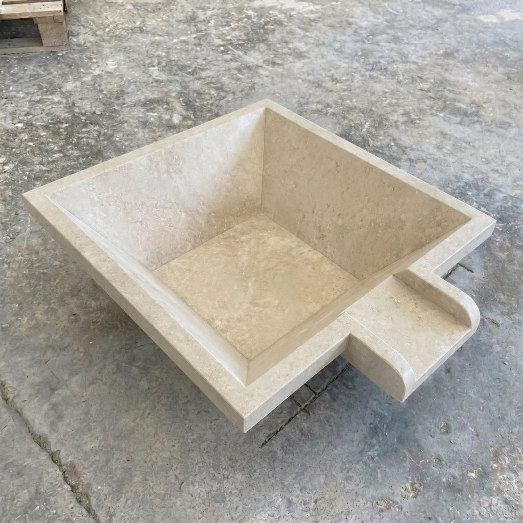 Miletos Ivory Travertine Natural Stone Pool Square Poolwok with Lip