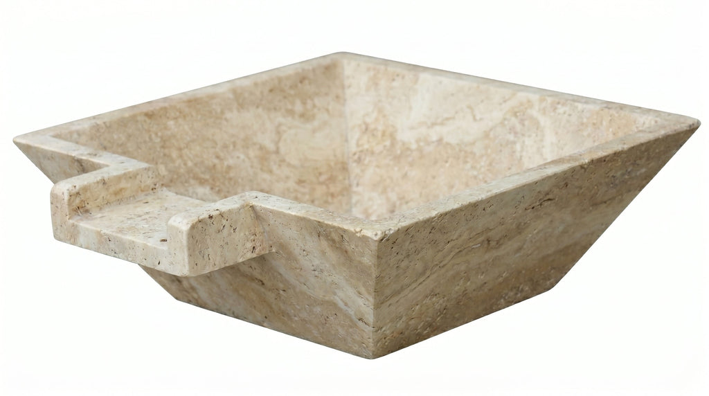 Miletos Ivory Travertine Natural Stone Pool Square Poolwok with Lip
