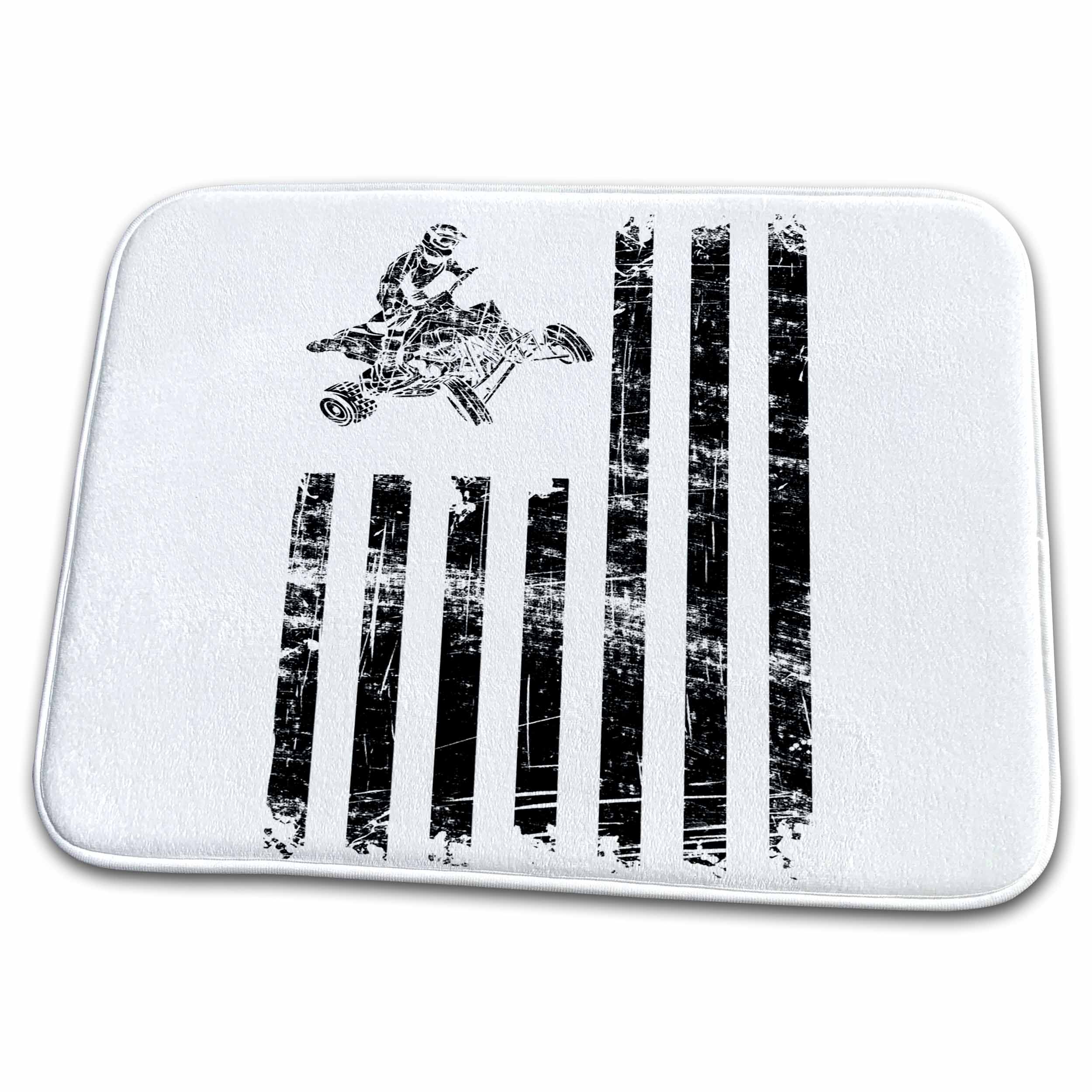 3dRose American Flag cool ATV Four Wheeler Quad Bike - Dish Drying Mats (ddm-256786)
