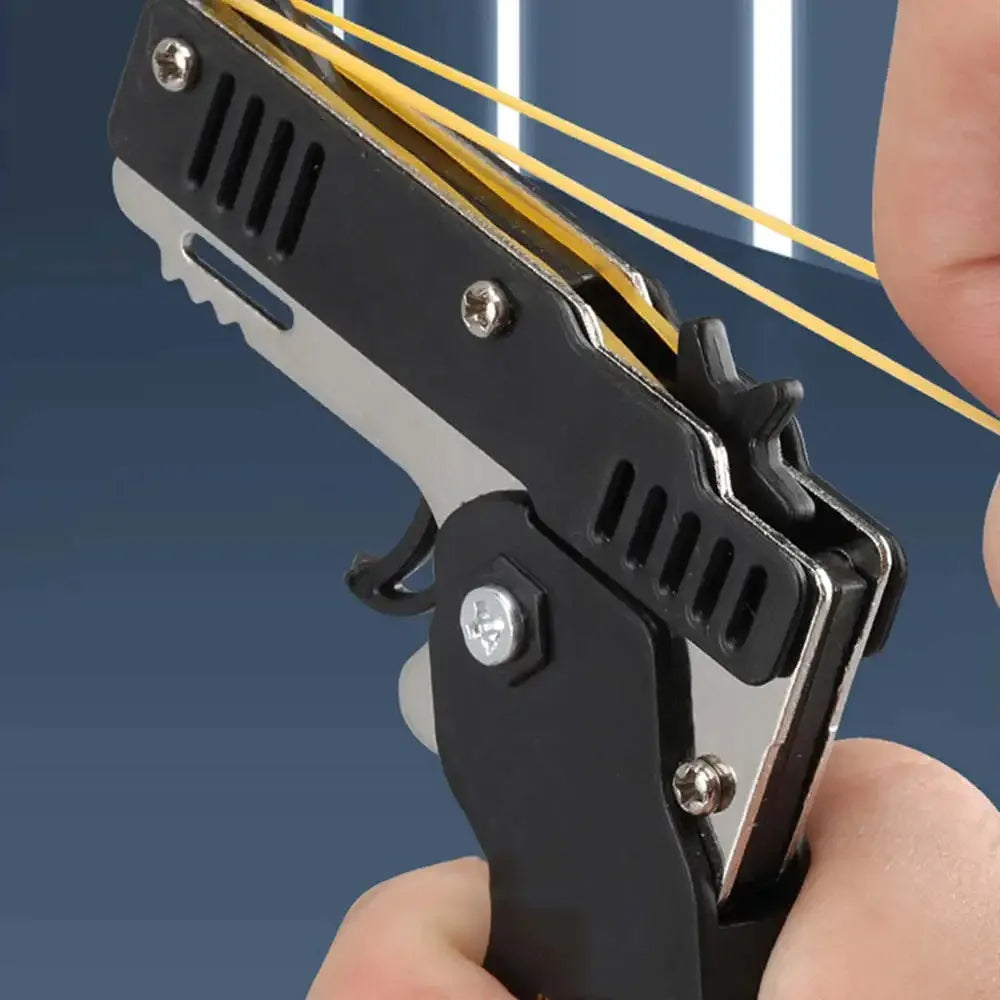 Metal Rubber Band Gun Keychain | Mini Shooting Toy for Outdoor Fun