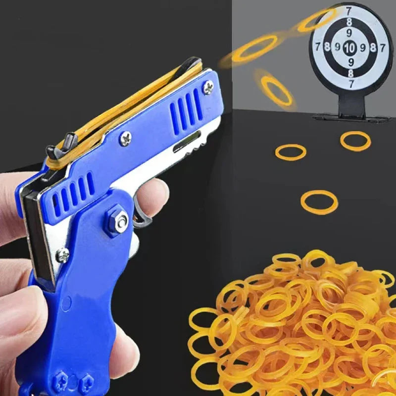 Metal Rubber Band Gun Keychain | Mini Shooting Toy for Outdoor Fun