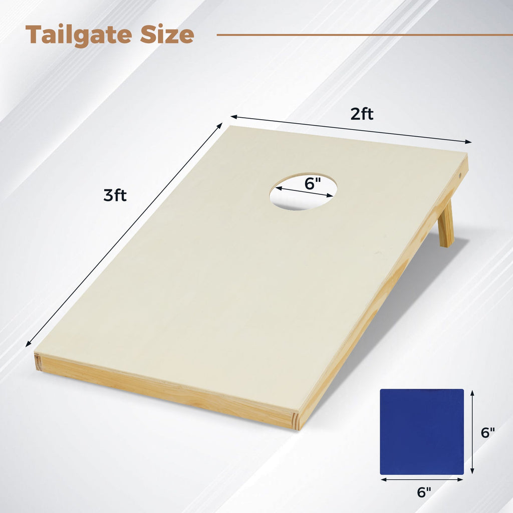 Solid Wood Cornhole Board Set Portable Corn Hole Game Board Includes 8 Bean Bags-S