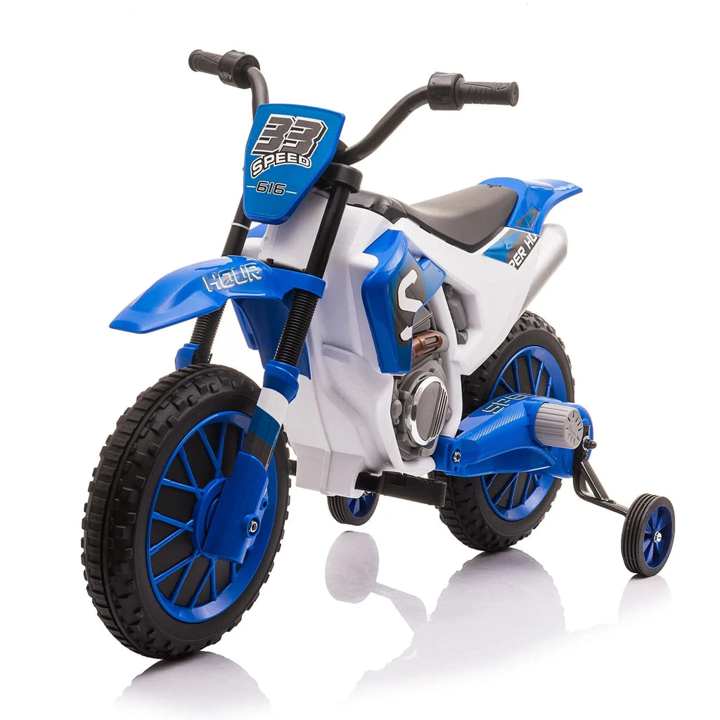 TOBBI 12V Electric Kids Ride-On Dirt Bike with Training Wheels