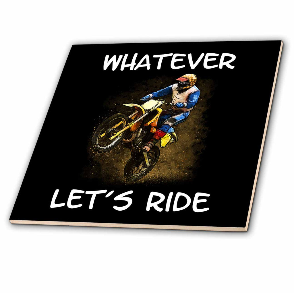 3dRose Sven Herkenrath Sport - Whatever Lets Ride with Motocross Offroad Dirtbike - Tiles (ct_320096)