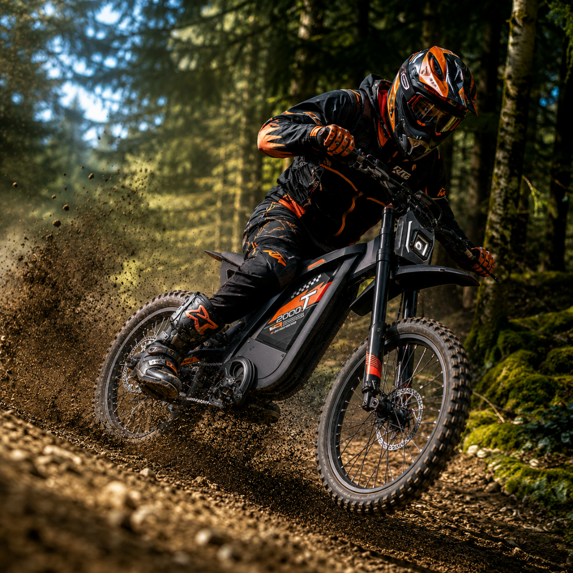 T2000 Electric Dirt Bike-Style E-Bike (3000W)