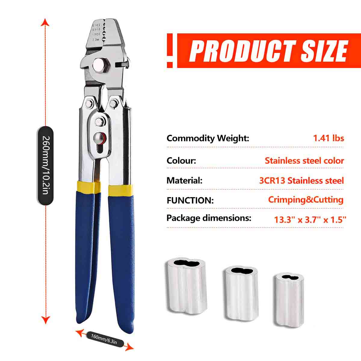 600 Pcs Wire Rope Crimping Swaging Tool Kit for Wire Cable Crimps Aluminum Double Barrel