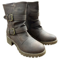 Global Win Womens Size 5.5 Brown Faux Leather Lace Up Mid Calf Motorcycle Boots