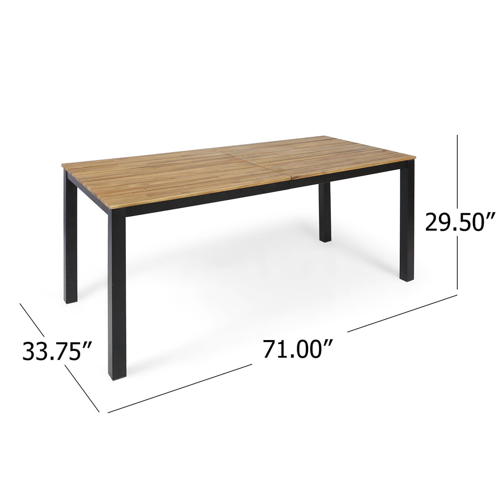 3-Piece Outdoor Acacia Wood Dining Set, 71" Rectangular Patio Table & 2 Benches