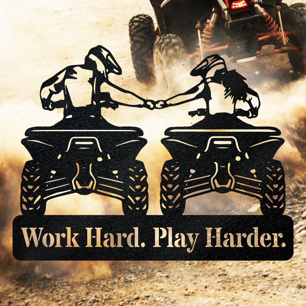 Four Wheeler Couple Monogram - Monogram Metal Sign