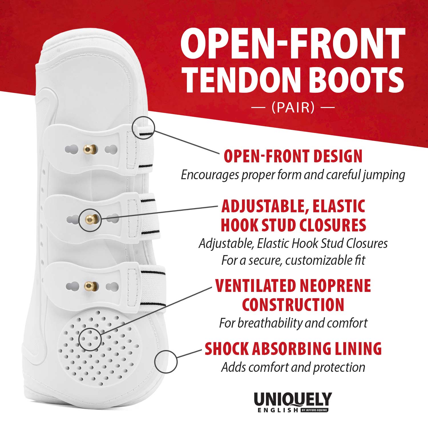 Jeffers Uniquely English Horse Tendon Boots, 2-Pack