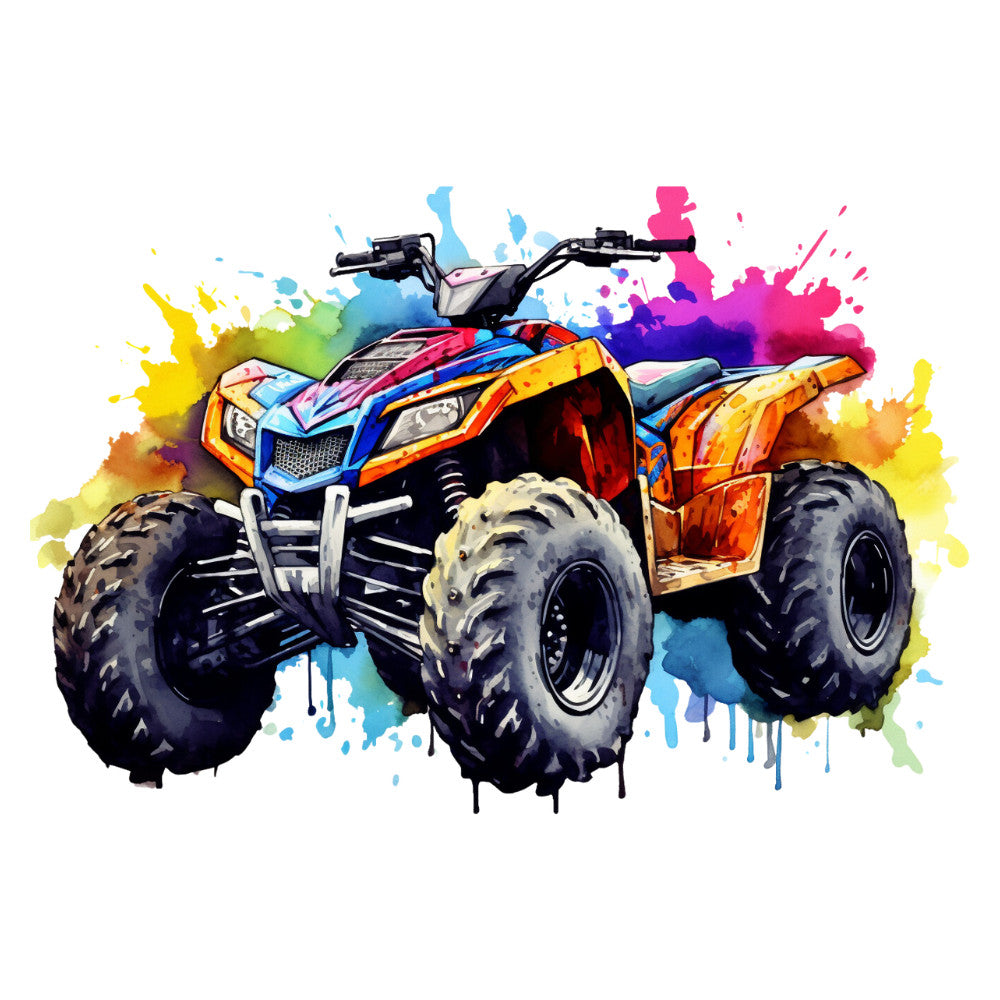 Watercolor Four Wheeler Fabric Panel 1